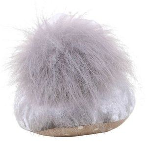 Women's sz M 7/8 Silver Luxurious Velvet Slippers